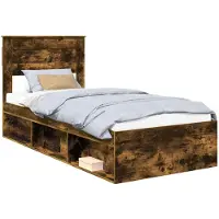 vidaXL Bedframe Gerookt eiken 75 x 190 cm Bewerkt hout