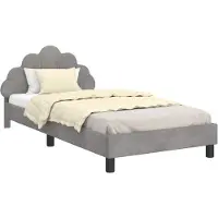 vidaXL Kinderen bedframe met hoofdboard Lichtgrijs 80 x 200 cm Fluweel