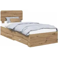 vidaXL Bedframe met hoofdeinde, Artisan-eikenhout, 90 x 190 cm, houtvezel