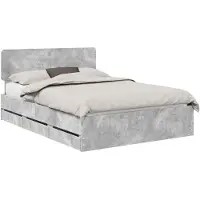 vidaXL Bedframe met lade Beton Grijs 150 x 200 cm Geconstrueerd hout