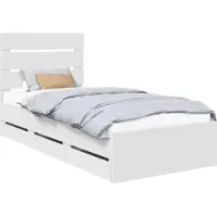 vidaXL Bedframe met lade met hoofdeinde Wit 75 x 190 cm Ingenieurshout