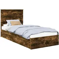vidaXL Opbergbed met lade Rook Eiken 90 x 190 cm Bewerkt hout