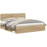 vidaXL Bedframe Sonoma Eiken 200 x 200 cm Massief grenenhout