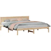 vidaXL Bedframe Bruin 200 x 200 cm Massief grenenhout