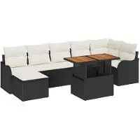 vidaXL Tuinbank Set 8 st Zwart en crème