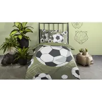 Pure kinderdekbedovertrek Daan groen - 100% polyester - 140 x 220 cm