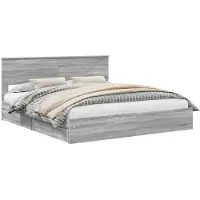 vidaXL Opbergbed met hoofdeinde Grijs Sonoma 180 x 200 cm Bewerkt hout