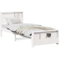 vidaXL Bedframe met plank Wit 90 x 200 cm Massief grenenhout