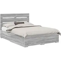 vidaXL Bedframe met lade Grijs Sonoma 140 x 190 cm Bewerkt hout