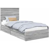 vidaXL Opbergbed met lade Grijs Sonoma 75 x 190 cm Bewerkt hout