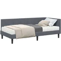 vidaXL Hoekbedframe met Matras met hoofdeinde 2 pcs Grijs Fluweel