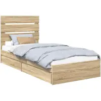 vidaXL Opbergbed met lade Sonoma Eik 100 x 200 cm Bewerkt hout