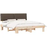 vidaXL Bedframe met Gevoerde Hoofdbord Taupe 180 x 200 cm