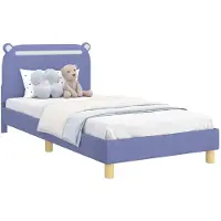 vidaXL Kinderen bedframe met hoofdboard Jeans Blauw 90 x 190 cm Stof