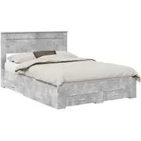 vidaXL Bedframe met lade Beton Grijs 140 x 190 cm Bewerkt hout