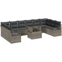 vidaXL Tuin Sofa Set 11 st 10-Aantal zitplaatsen Grijs poly rattan