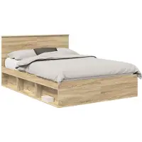 vidaXL Bedframe met hoofdeinde Sonoma 140 x 190 cm Bewerkt hout