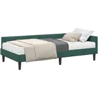 vidaXL Hoekbedframe met Matras 2 st Donkergroen 100 x 200 cm Fluweel