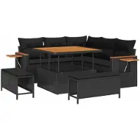 vidaXL Tuinbank Set 8 st Zwart poly rattan