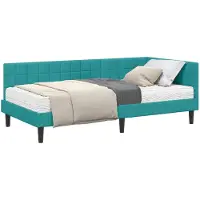 vidaXL Hoekbedframe met Matras met hoofdeinde 2 st Turquoise Fluweel