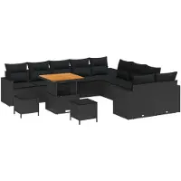 vidaXL Tuinset met 13 delen, zwart, van polyrotan