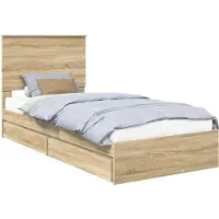vidaXL Opbergbed met lade Sonoma Eik 100 x 200 cm Bewerkt hout