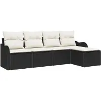 vidaXL Tuinbank Set Zwart poly rattan