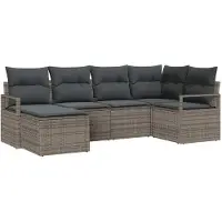 vidaXL Bankstel 6 st Grijs poly rattan