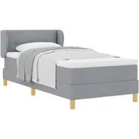 vidaXL Boxspring bed met hoofdeinde Lichtgrijs 90 x 200 cm Stof