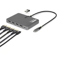 StarTech.com USB-C naar Quad-Monitor Adapter, 4K 60Hz HDMI, 140W PD Passthrough voor Laptop Opladen, USB Poort voor Wireless Toetsenbord / Muis, TAA