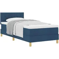 vidaXL Boxspring bed met kussen met hoofdeinde Blauw 100 x 200 cm Stof