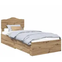 vidaXL Bedframe met lade Artisan Eiken 90 x 190 cm Bewerkt hout