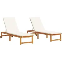 vidaXL Ligstoel 2 st Massief Acacia Hout Bruin