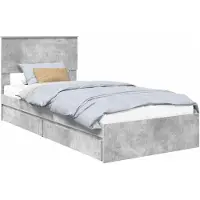 vidaXL Opbergbed met lade Beton Grijs 90 x 190 cm Bewerkt hout
