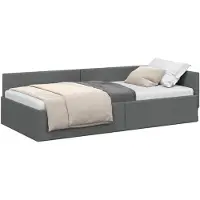vidaXL Hoek Bed Frame met hoofdeinde Donkergrijs 80 cm x 200 cm Stof
