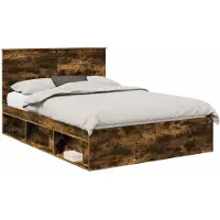 vidaXL Bedframe Rook Eiken 140 x 190 cm Massief grenenhout