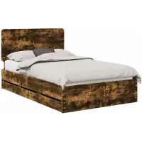 vidaXL Bedframe met lade Rook Eiken 120 x 200 cm Ingenieurshout