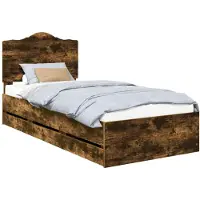 vidaXL Bedframe met lade Gerookte Eik 75 x 190 cm Ingenieurshout