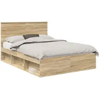 vidaXL Bedframe met hoofdeinde Sonoma 140 x 190 cm Massief grenenhout