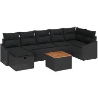 vidaXL Tuinbank Set 8 st Zwart poly rattan