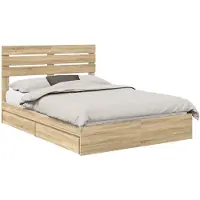 vidaXL Opbergbed met lade Sonoma Eik 160 x 200 cm Bewerkt hout