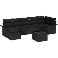 vidaXL Tuinset met 8 zitplaatsen, zwart, van polyrotan