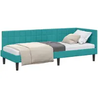 vidaXL Hoek Bed Frame met hoofdeinde Turquoise 80 cm x 200 cm Fluweel