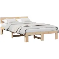 vidaXL Bedframe met hoofdeinde Naturel 140 x 190 cm Massief grenenhout
