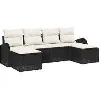 vidaXL Tuinset met 6 zitplaatsen, zwart [Synthetisch]: Polyrotan