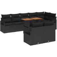 vidaXL Tuinbank Set 9 st 8-Aantal zitplaatsen Zwart en Bruin