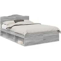 vidaXL Bedframe Grijs Sonoma 140 x 190 cm Massief grenenhout