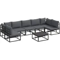 vidaXL Tuinbank Set 8 st Zwart Aluminium