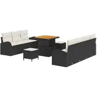 vidaXL Tuinbank Set 10 st Zwart poly rattan