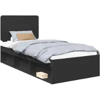 vidaXL Bedframe met hoofdeinde Zwart 100 x 200 cm Massief grenenhout
